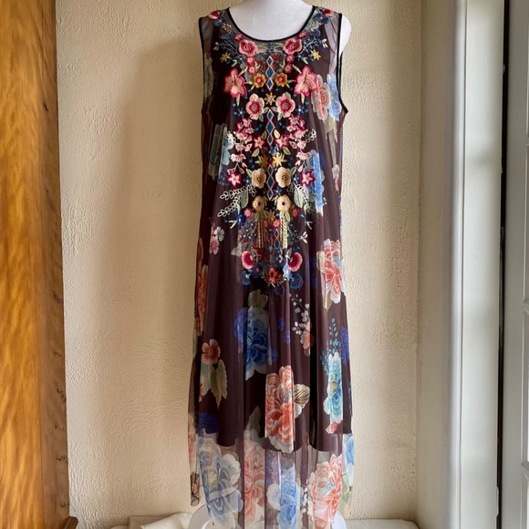 Johnny Was Dresses & Skirts - Johnny Was Biya brown floral mesh dress Size L